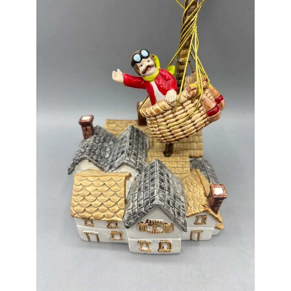 Vtg 80s George Good Musical Hot Air Balloon Vintage Figurine With Pilot‎ House